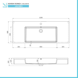 Mobile bagno sospeso 80 con lavabo 120 blu colore pastello e specchio Iside