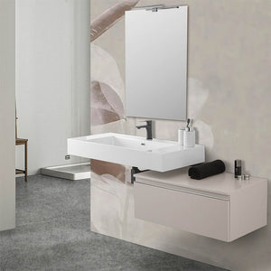 Mobile bagno sospeso 80 con lavabo 120 colore grigio perla e specchio Iside