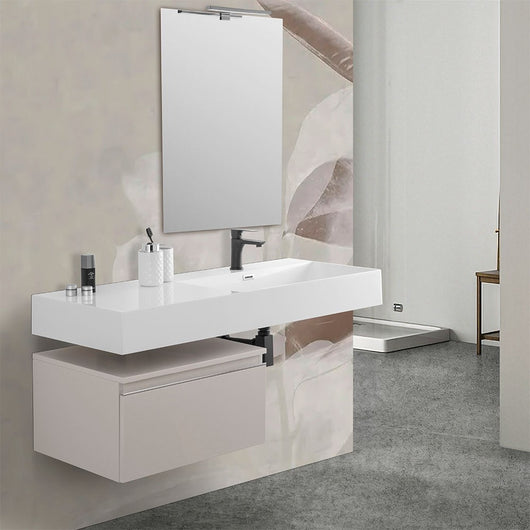 Mobile bagno sospeso 60 con lavabo 120 destro colore grigio perla e specchio Iside