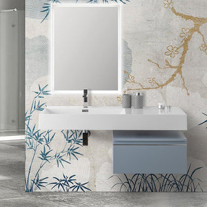 Mobile bagno sospeso 60 con lavabo 120 sinistro blu pastello e specchio Iside