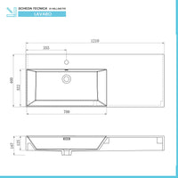 Mobile bagno sospeso 60 con lavabo 120 sinistro blu pastello e specchio Iside