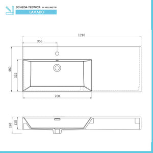 Mobile bagno sospeso 60 con lavabo 120 sinistro blu pastello e specchio Iside