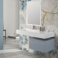 Mobile bagno sospeso 60 con lavabo 120 sinistro blu pastello e specchio Iside