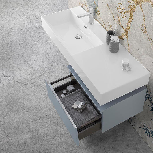 Mobile bagno sospeso 60 con lavabo 120 sinistro pastello e specchio Iside