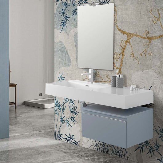 Mobile bagno sospeso 60 con lavabo 120 sinistro pastello e specchio Iside