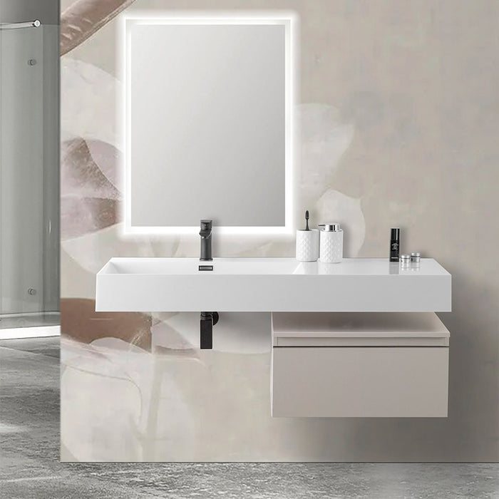 Mobile bagno sospeso 60 con lavabo 120 sinistro grigio perla e specchio Iside