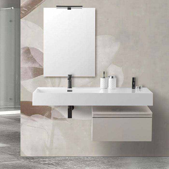 Mobile bagno sospeso 60 con lavabo 120 sinistro colore grigio perla e specchio Iside