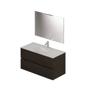 Mobile bagno sospeso fango 2 cassetti con lavabo e specchio COMP100FA 101x46x54h