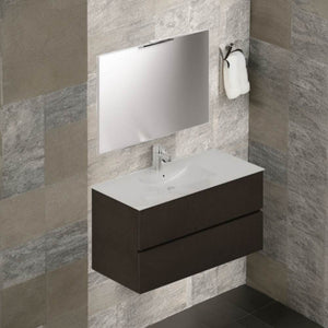 Mobile bagno sospeso fango 2 cassetti con lavabo e specchio COMP100FA 101x46x54h