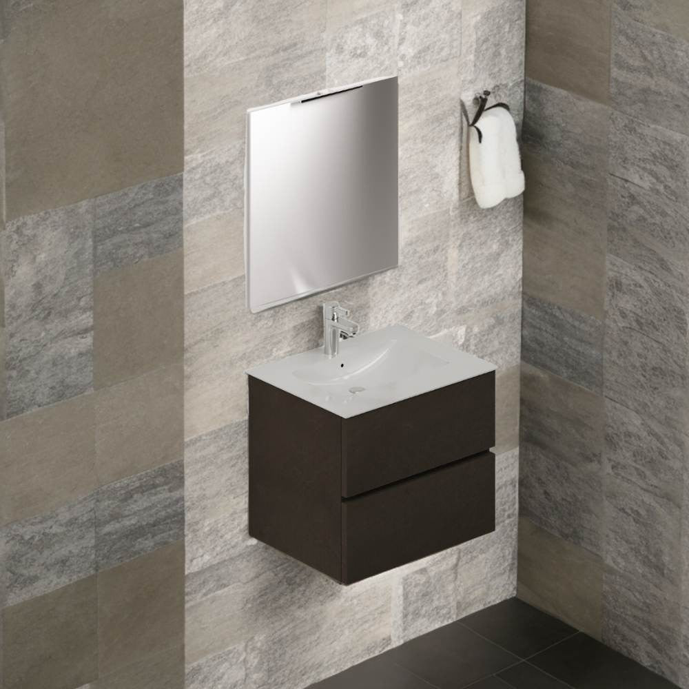 Mobile bagno sospeso fango 2 cassetti con lavabo e specchio COMP60FA 61x46x54h