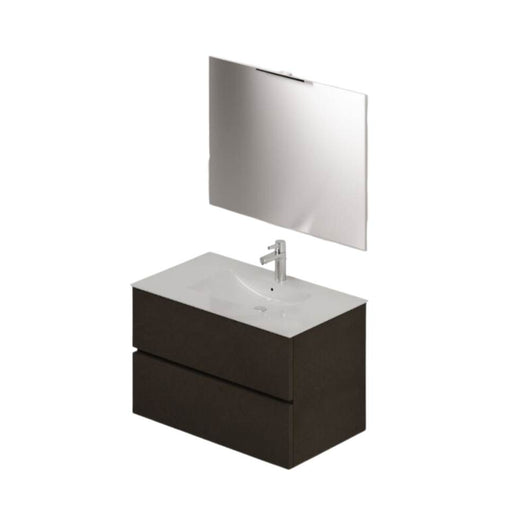 Mobile bagno sospeso fango 2 cassetti con lavabo e specchio COMP80FA 81x46x54h