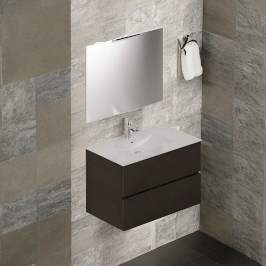 Mobile bagno sospeso fango 2 cassetti con lavabo e specchio COMP80FA 81x46x54h