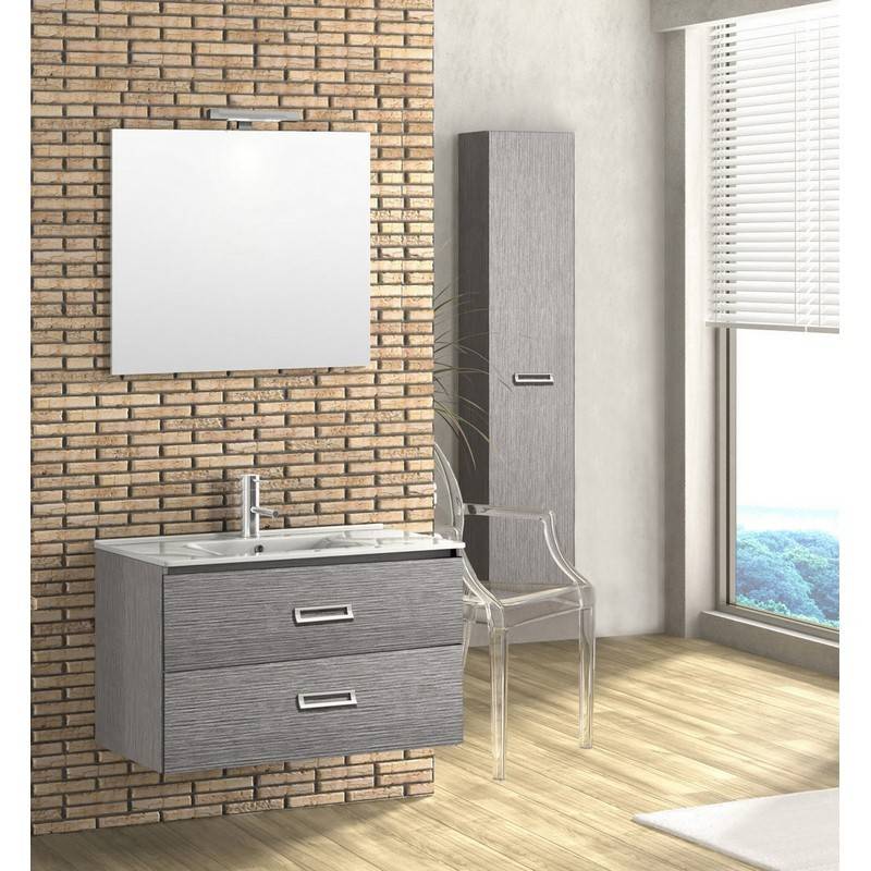 Mobile bagno sospeso fantasy 90 cm grigio matrix con lavabo e specchio cod 82913