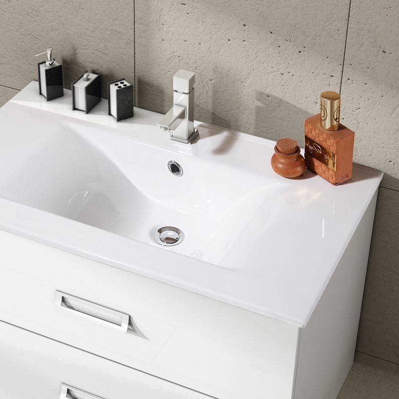 Mobile bagno sospeso perseo larice bianco con lavabo e specchio 90 cm cod 82918