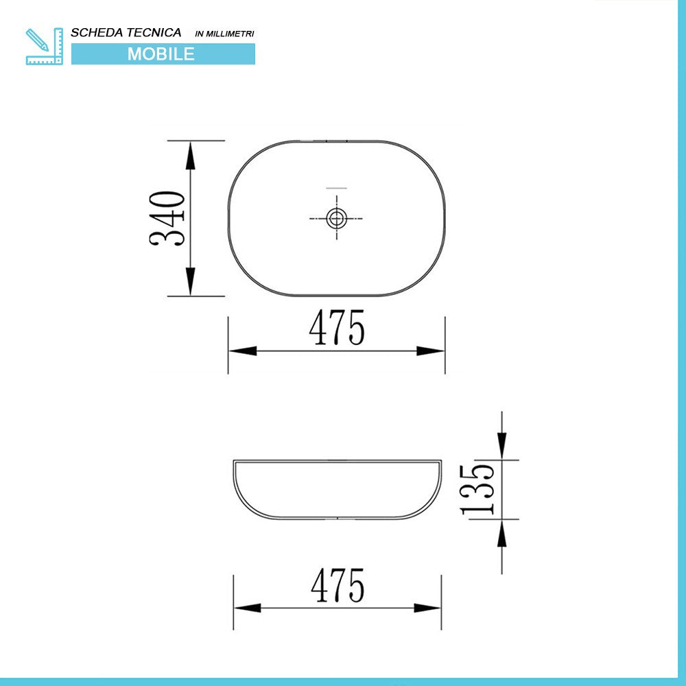 Mobile bagno sospeso noce canaletto 90 cm completo di lavabo e specchio Amalfi