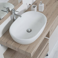 Mensola bagno 120 in Rovere di Bordeaux con staffe lavabo e specchio