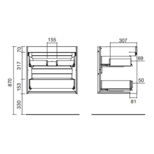 Mobile bagno sospeso rovere ostippo 2 cassetti 60x45x54h Ador60