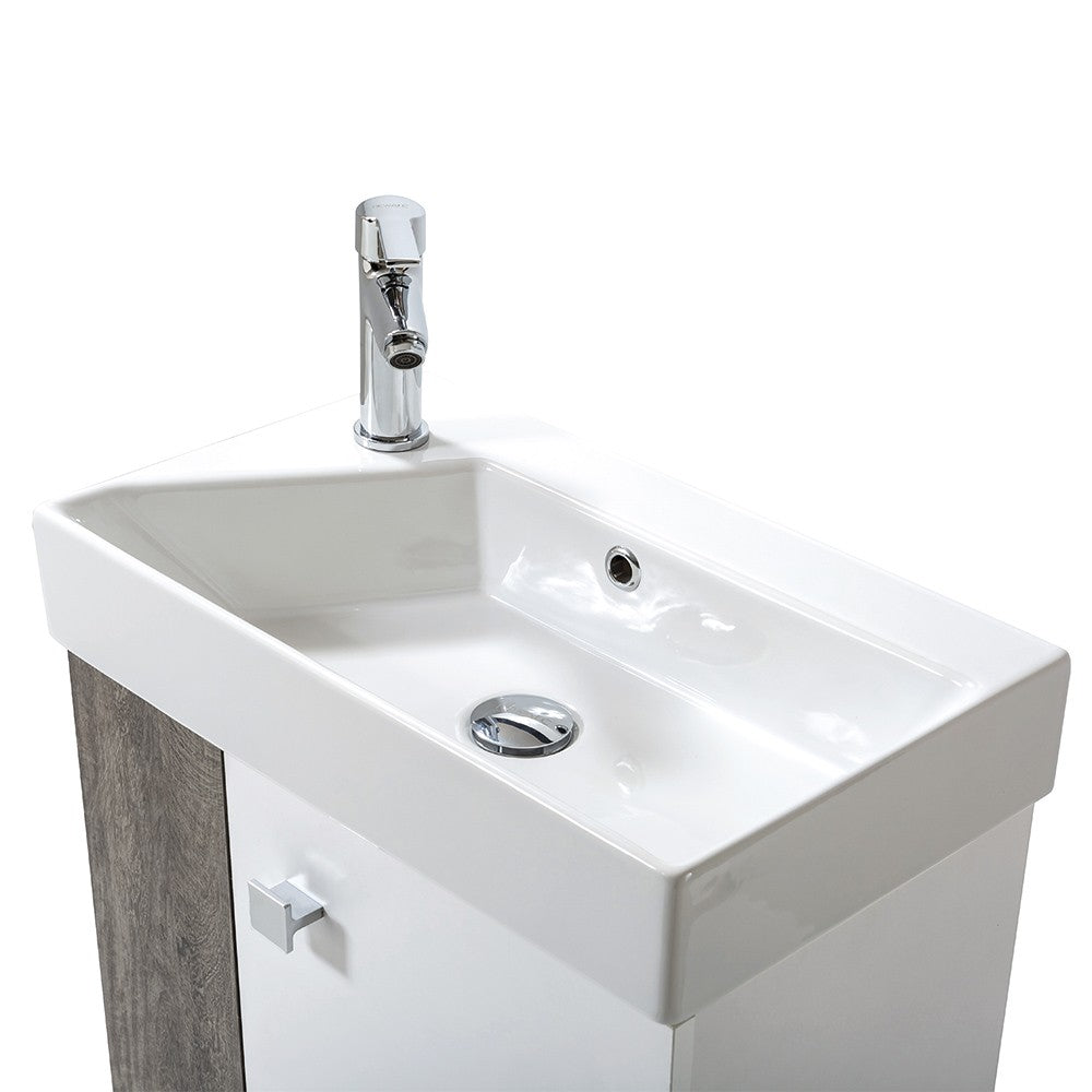 Mobile bagno sospeso salvaspazio 55 cm bianco e grigio cemento con specchio Strada