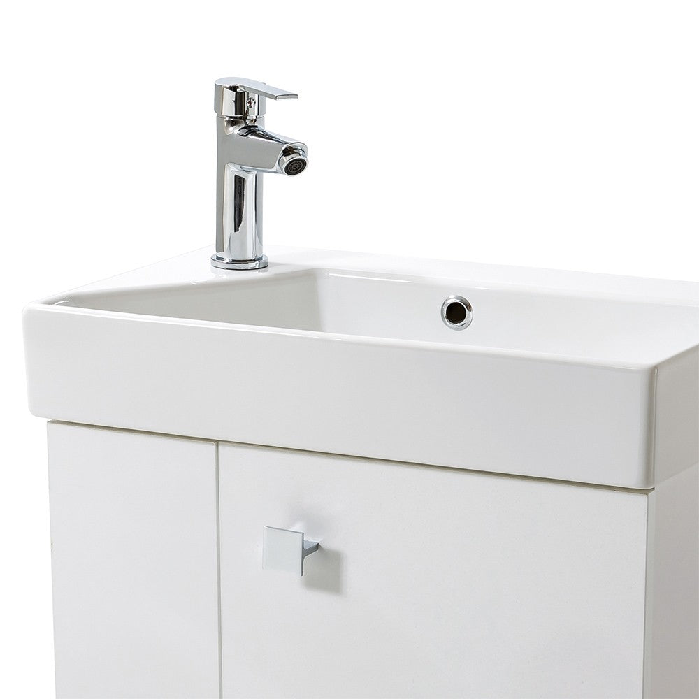 Mobile bagno sospeso salvaspazio 55 cm bianco lucido con specchio Strada