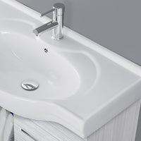 Mobile bagno sospeso 81 cm grigio con 2 ante completo di ceramica e specchio