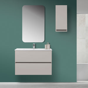 Mobile Bagno Sospeso Tortora Pastello 90x47 Arredo Moderno con Specchio