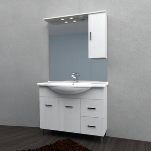 Mobile bagno venice larice bianco cm 105 con lavabo e specchio cod 82927