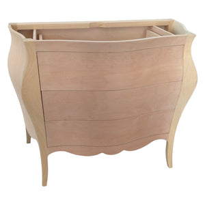 Mobile bagno bombato 3 cassetti grezzo  l.108 p.55 h.82