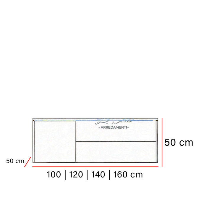 Mobile bagno moderno sospeso bianco opaco - 100 cm