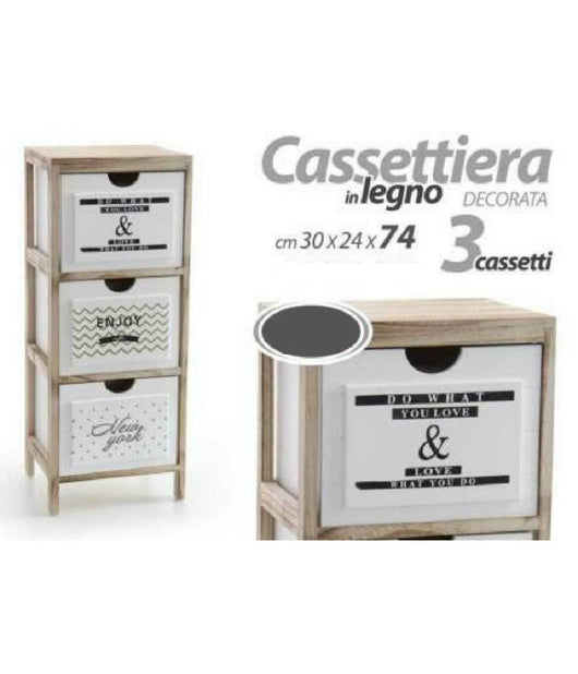 Mobile Cassettiera Legno Con 3 Cassetti Arredamenti Cucina Portaoggetti Multiuso         