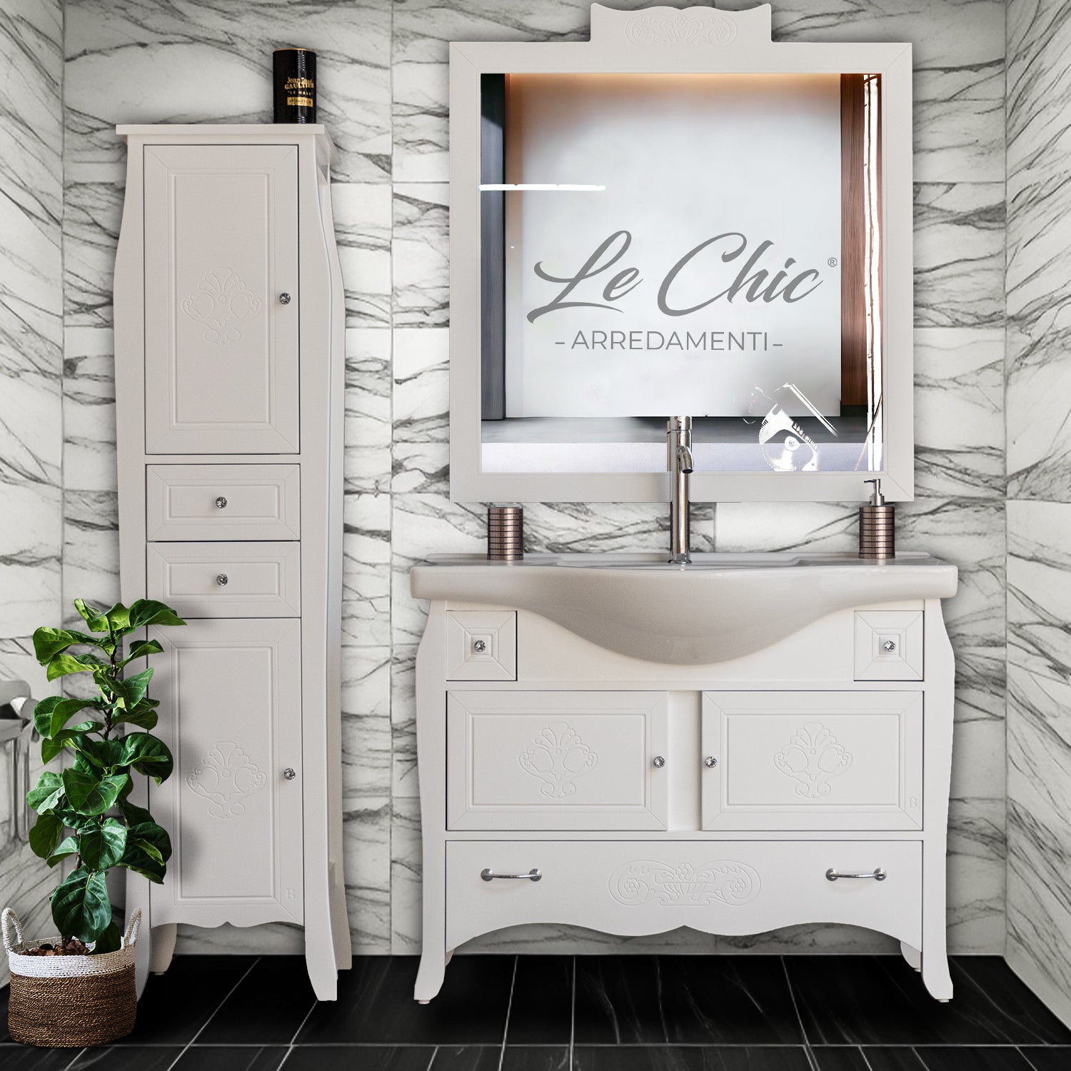 Mobile da bagno con colonna shabby - SI