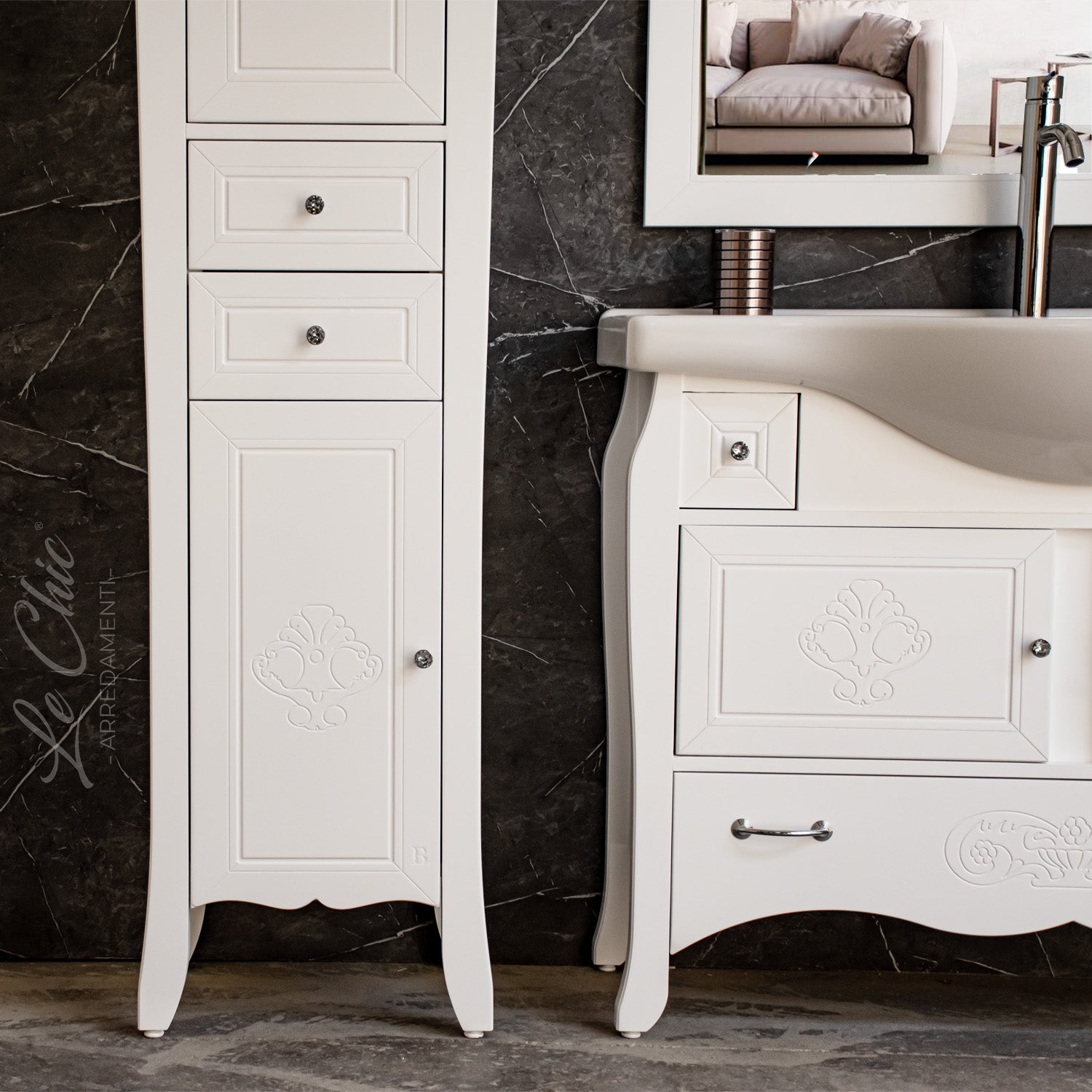 Mobile da bagno con colonna shabby - SI