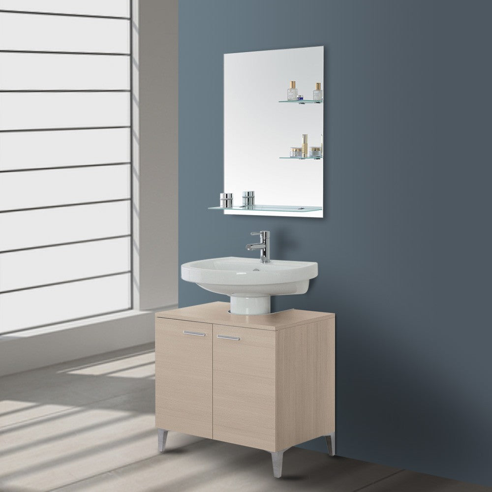 Mobile sotto lavabo bagno 70 cm larice con 2 ante e piedini cromati