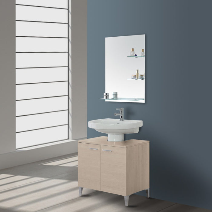 Mobile sotto lavabo bagno 70 cm larice con 2 ante e piedini cromati