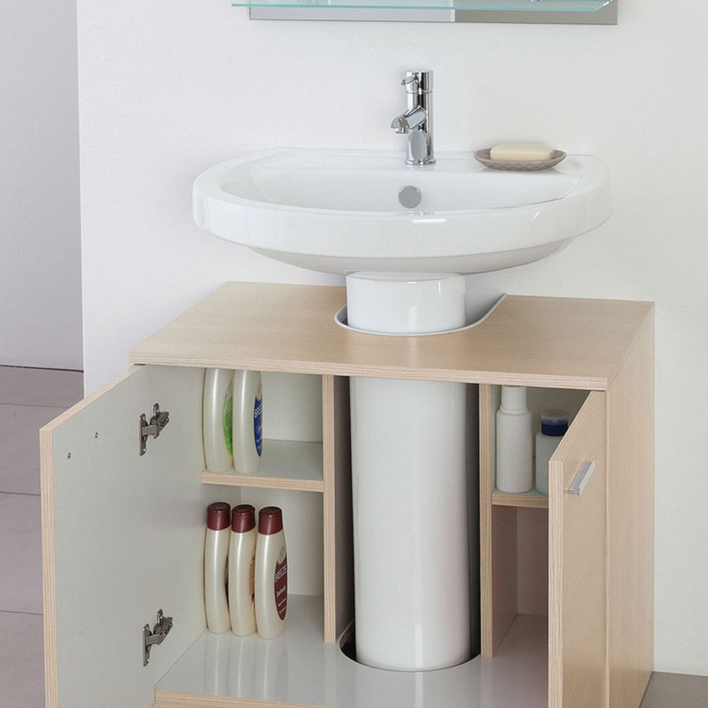 Mobile sotto lavabo bagno 70 cm larice con 2 ante e piedini cromati