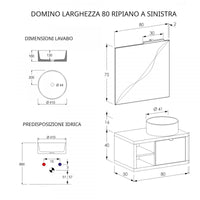 Mobile da bagno grigio scuro 80cm sospeso con tre vani contenitori a vista