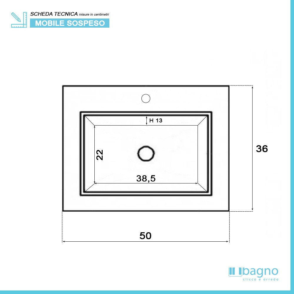 Mobile da Bagno Salvaspazio Rovere Chiaro 50x36,5 cm con Anta