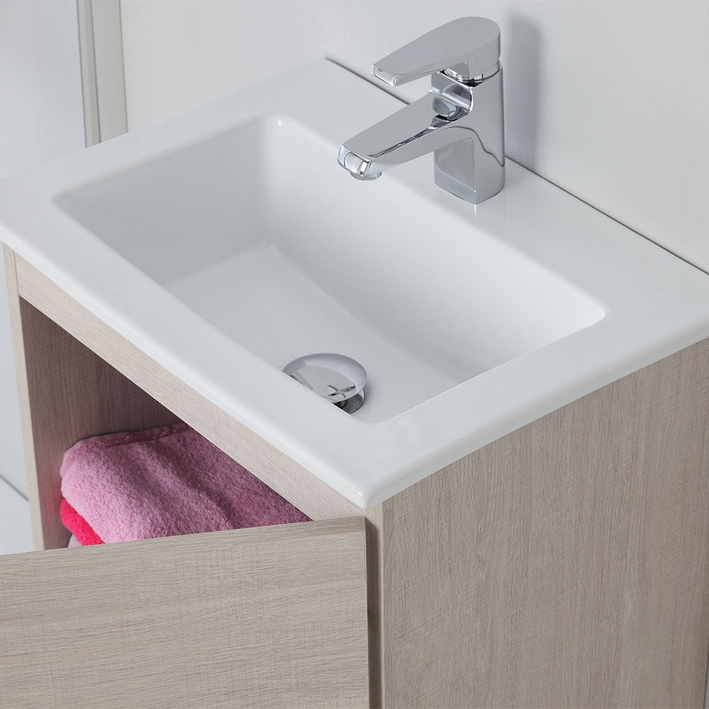 Mobile da Bagno Salvaspazio Rovere Chiaro 50x36,5 cm con Anta