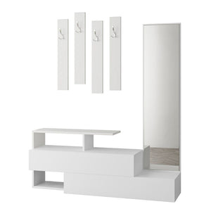 Mobile ingresso 137x35x154 cm Ramda bianco con specchio