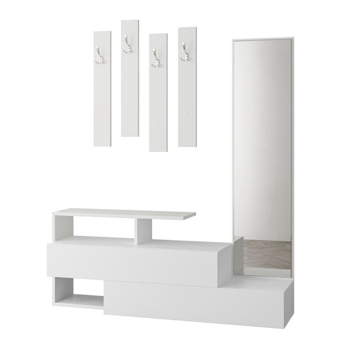 Mobile ingresso 137x35x154 cm Ramda bianco con specchio