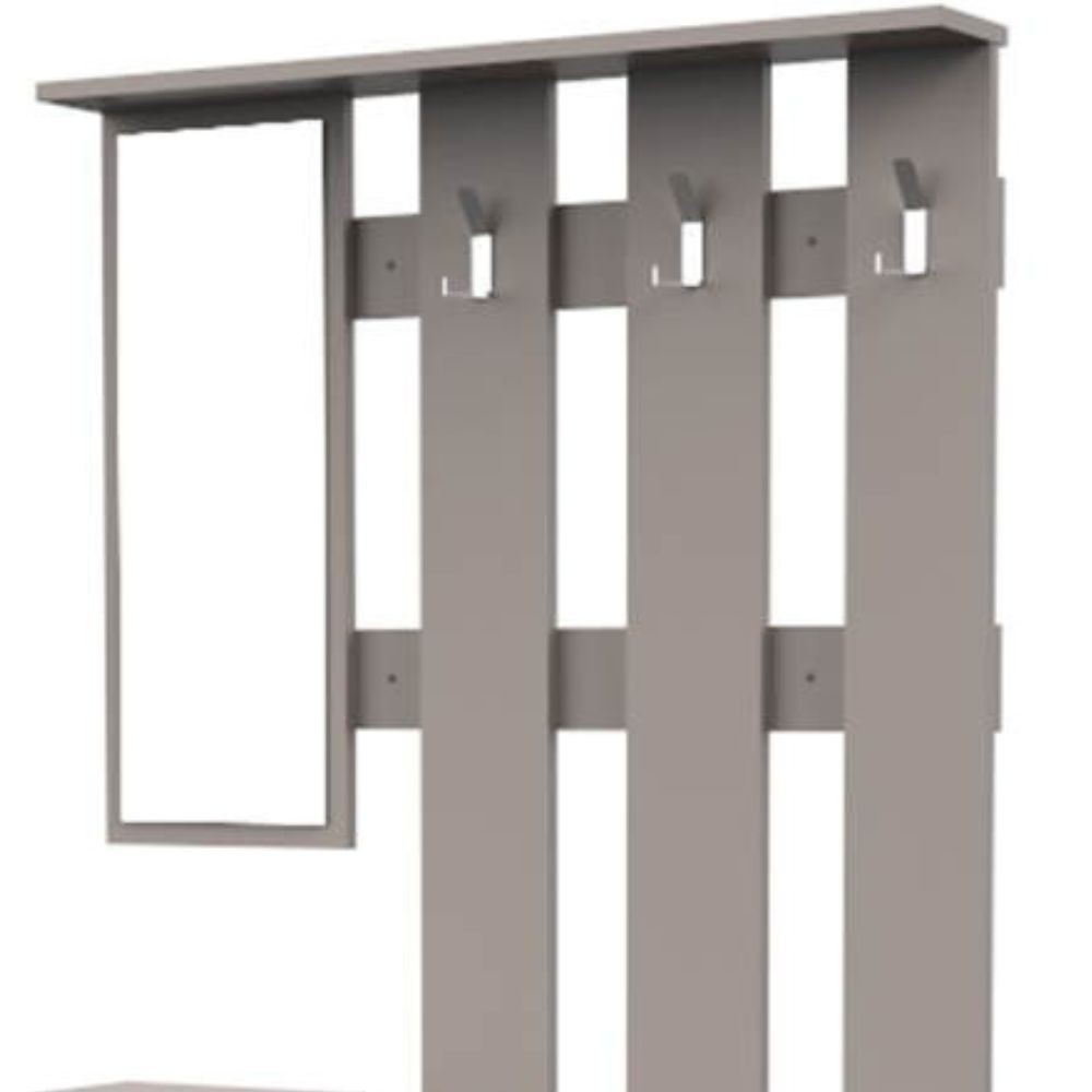 Mobile Ingresso Scarpiera Appendiabiti e Specchio 100x180x30 cm in MDF Rudolf Bianco