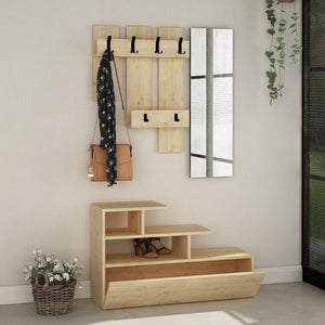 Mobile ingresso Vesty rovere oak con scarpiera e specchio