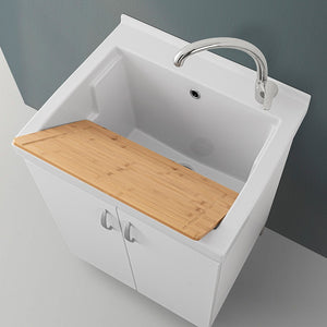 Mobile lavanderia 60x50 cm in ceramica bianco con kit scarico