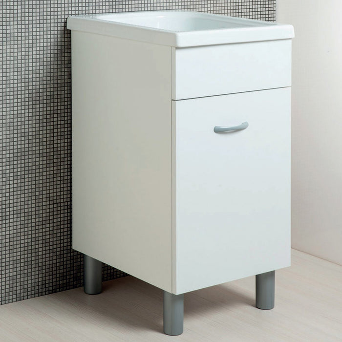 Mobile lavanderia bianco opaco 50x45 con lavabo in abs