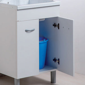 Mobile lavanderia bianco opaco 60x60 o 60x50 con lavabo in abs, dimensioni 60x50