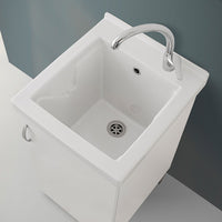 Mobile lavatoio 45x50 in ceramica bianco opaco completo di scarico