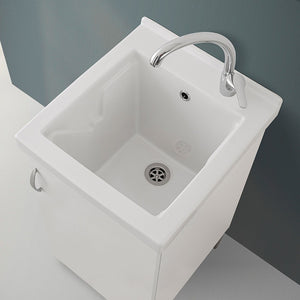 Mobile lavatoio 45x50 in ceramica bianco opaco completo di scarico