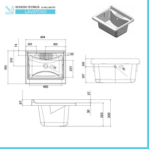 Mobile lavatoio bianco 79x65 cm con ante e vasca in resina Wanda