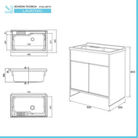 Mobile lavatoio esterno 80x50 bianco con vasca in resina