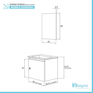 Mobile Moderno Salvaspazio Bianco Laccato 50x36,5 cm con Anta