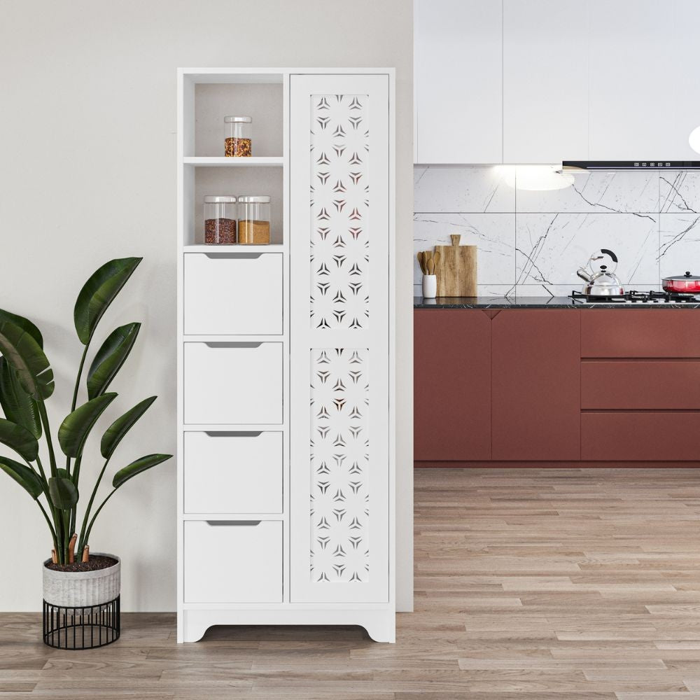 Mobile 4 Cassetti 5 Ripiani 172,6x65,4x29,6 cm in MDF Yada Bianco